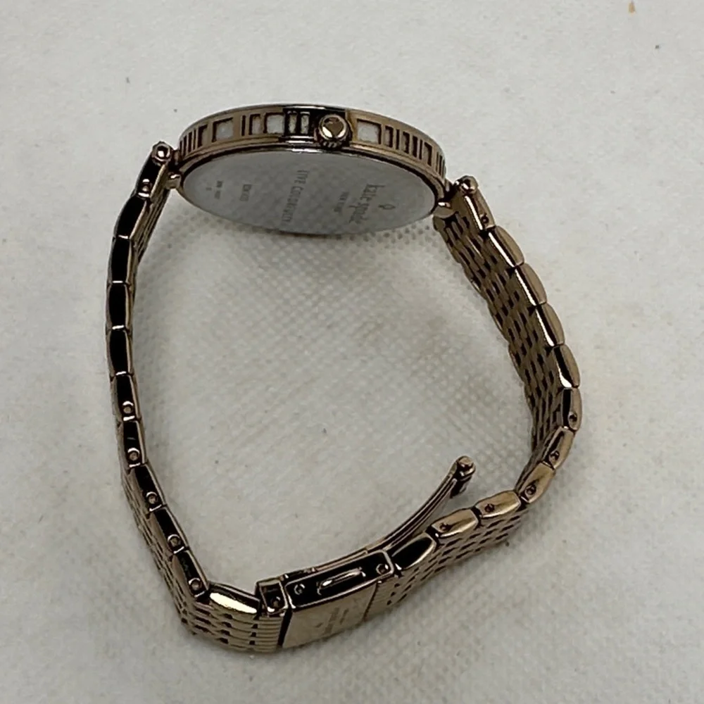 Kate Spade New York Varick Bracelet 36mm Watch Gold Bracelet Striped Face 2.75”